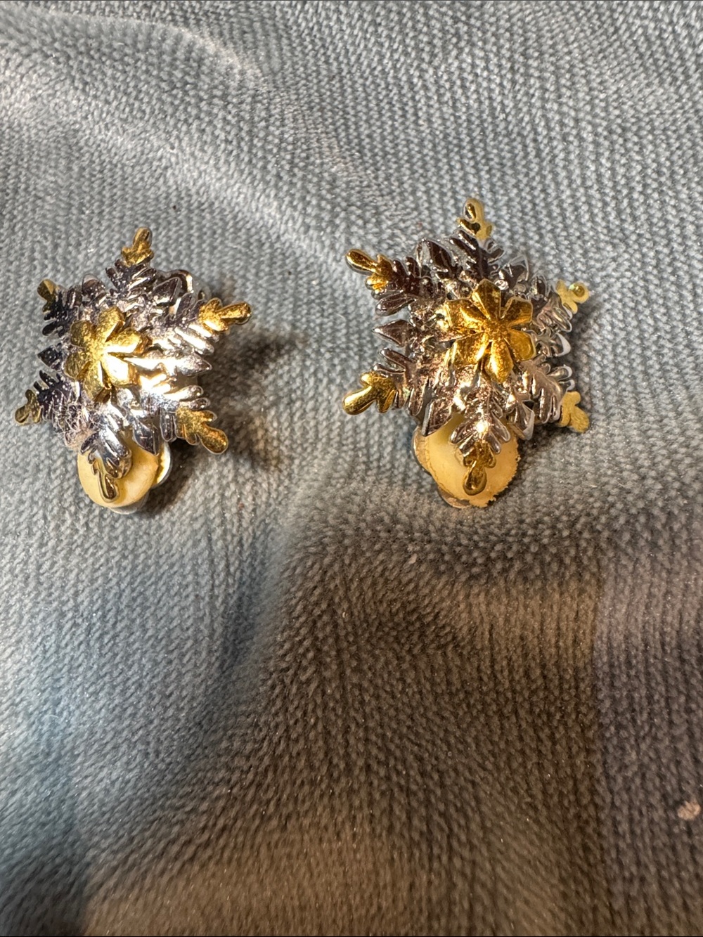 Gold & Silver Snowflake Cluster Clip-On Earrings - Women's Accessories